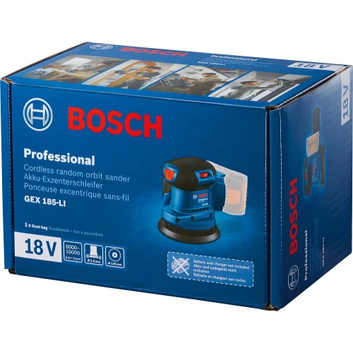 Акумуляторна ексцентрикова шліфмашина Bosch GEX 185-LI Professional без АКБ і ЗП (06013A5020)