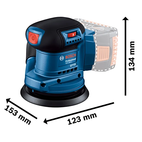 Ексцентрикова шліфувальна машина акумуляторна Bosch Professional GEX 185-LI (АКБ і ЗП) (06013A5021)