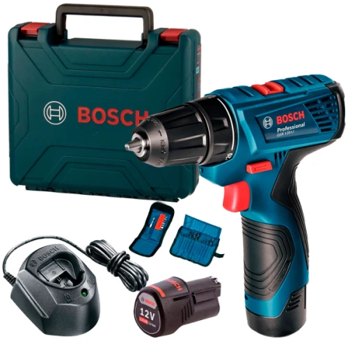 Аккумуляторный шуруповерт с набором бит и сверл Bosch Professional GSR 120-LI в кейсе (АКБ + ЗУ) (06019G8002)
