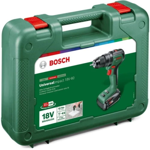 Акумуляторний ударний дриль-шурупокрут Bosch Impact 18 V-60 (АКБ і ЗП) (06039D7101)