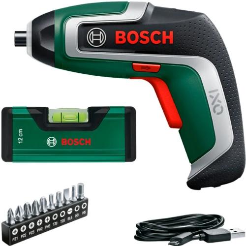 Аккумуляторная отвертка с уровнем и набором бит Bosch IXO 7 (06039E0008)