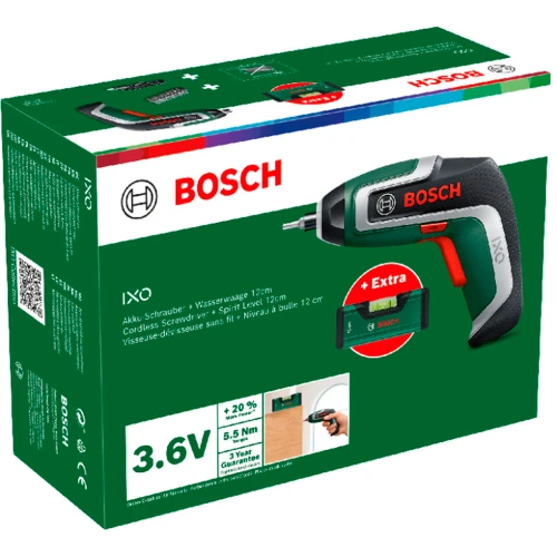 Аккумуляторная отвертка с уровнем и набором бит Bosch IXO 7 (06039E0008)