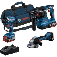 Набір акумуляторних інструментів Bosch Professional 18 В GSR 18V-45 / GBH 18V-22 / GWS 18V-8 (АКБ і ЗП) (0615A5007L)