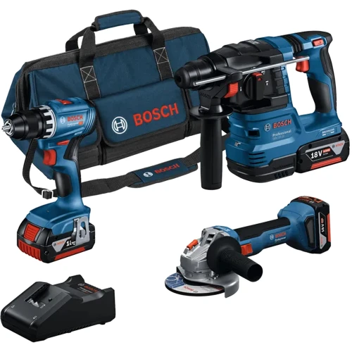 Набір акумуляторних інструментів Bosch Professional 18 В GSR 18V-45 / GBH 18V-22 / GWS 18V-8 (АКБ і ЗП) (0615A5007L)