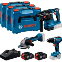 Набір акумуляторних інструментів Bosch Professional 18 В GSR 18V-65 / GBH 18V-22 / GWS 18V-8 (АКБ та ЗП) (0615A5009G)