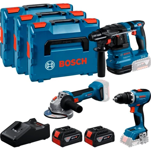 Набір акумуляторних інструментів Bosch Professional 18 В GSR 18V-65 / GBH 18V-22 / GWS 18V-8 (АКБ та ЗП) (0615A5009G)
