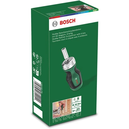 Викрутка з тріскачкою та набором біт Bosch (7 шт.) (1600A027PK)