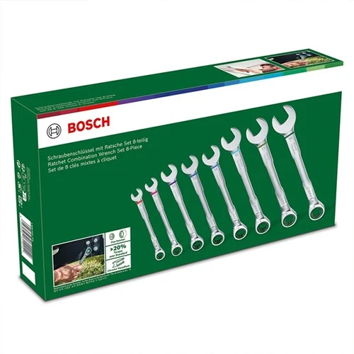 Набір комбінованих ключів з тріскачкою Bosch (8 шт.) (1600A027PS)