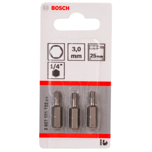 Біта Bosch Extra-Hart HEX 3.0 x 25 мм (3 шт.) (2607001722)