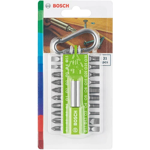 Набір біт із карабіном Bosch 1/4″ салатовий (21 шт.) (2607002823)