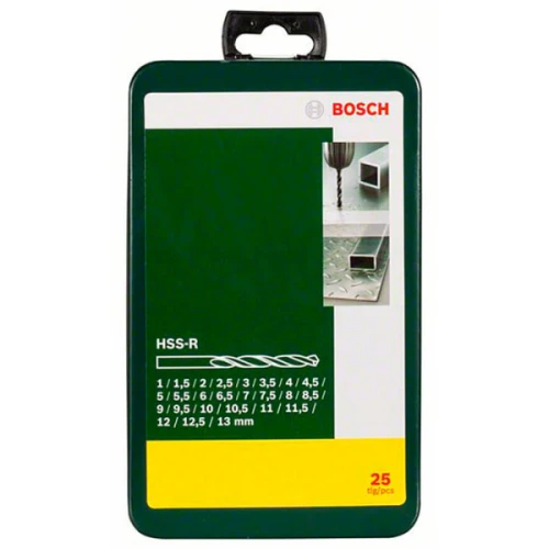 Набір свердел по металу зі швидкорізальної сталі Bosch HSS-R 1.0 - 13 мм (25 шт.) (2607019446)