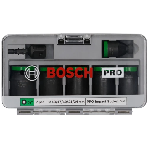 Набор головок c адаптерами Bosch PRO Impact Socket Standard 1/2" 13-24 / 38-40 мм (7 шт.) (2608003032)