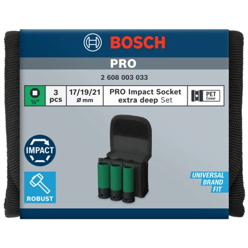 Набор ударных головок Bosch PRO Extra Deep 1/2" 17-21 / 86 мм (3 шт.) (2608003033)
