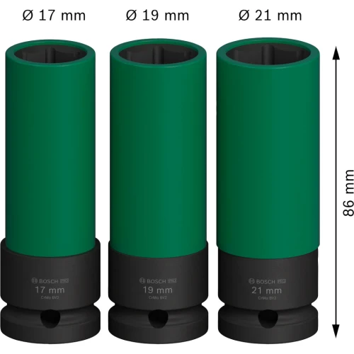 Набор ударных головок Bosch PRO Extra Deep 1/2" 17-21 / 86 мм (3 шт.) (2608003033)