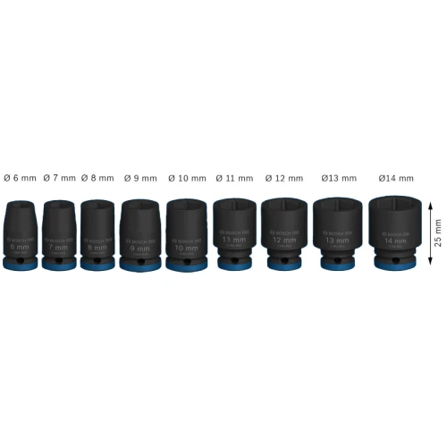 Набор ударных головок Bosch PRO Standart 1/4" 6-14 / 25 мм (9 шт.) (2608003034)