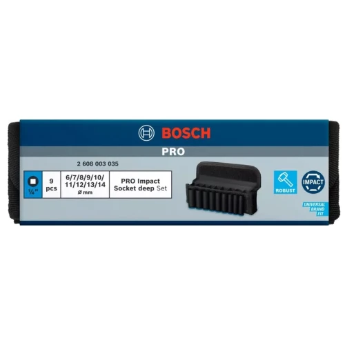 Набор ударных головок Bosch Pro Impact Socket Deep Set 1/4" 6-14 / 50 мм (9 шт.) (2608003035)