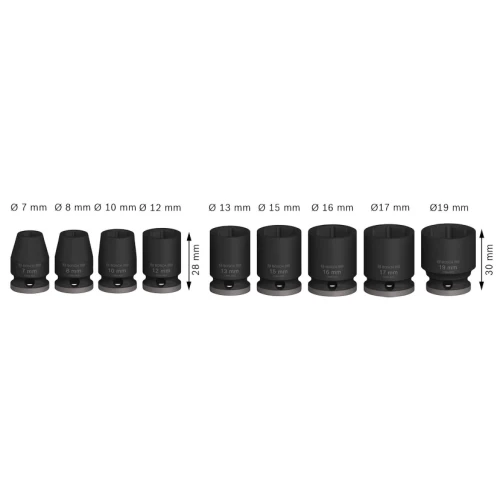 Набор ударных головок Bosch PRO Standart 3/8" 7-19 / 28-30 мм (9 шт.) (2608003036)