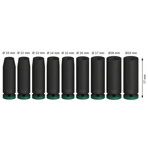 Набор ударных торцевых головок Bosch PRO Socket Deep 1/2" 10-19 / 77 мм (9 шт.) (2608003039)