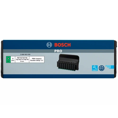 Набор ударных торцевых головок Bosch PRO Socket Deep 1/2" 10-19 / 77 мм (9 шт.) (2608003039)