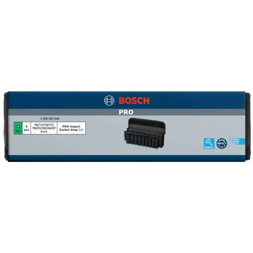 Набор ударных торцевых головок Bosch PRO Socket Deep 1/2" 10-27 / 77 мм (9 шт.) (2608003040)