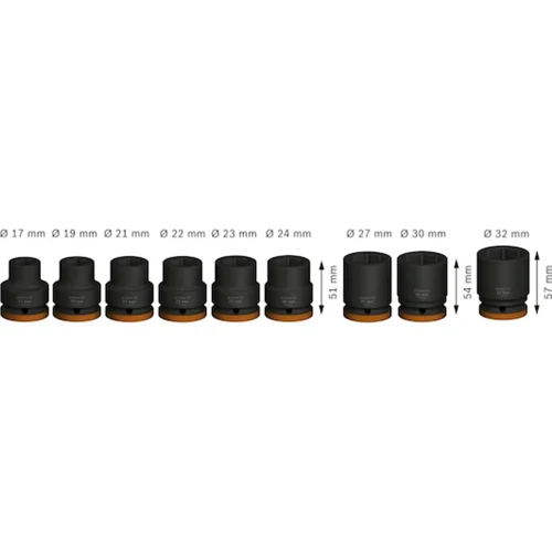 Набор ударных торцевых головок Bosch PRO Socket Deep 3/4" 17-32 / 51-57 мм (9 шт.) (2608003041)