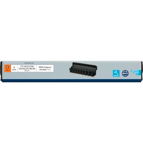 Набор ударных торцевых головок Bosch PRO Socket Deep 3/4" 17-32 / 51-57 мм (9 шт.) (2608003041)