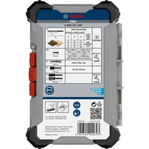 Набор ударных бит и сверл Bosch PRO Impact Wood с держателем (40 шт.) (2608521U87)