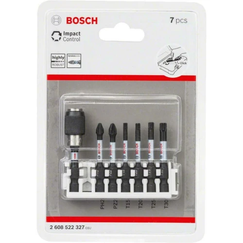 Набор ударных бит с держателем насадок Bosch Impact Control PH2/PZ2/T15/T20/T25/T30 x 50 мм (8 шт.) (2608522327)