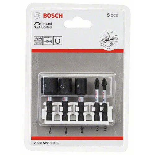 Набор бит и торцевых ключей Bosch Impact Control 1/4" (5 шт.) (2608522350)