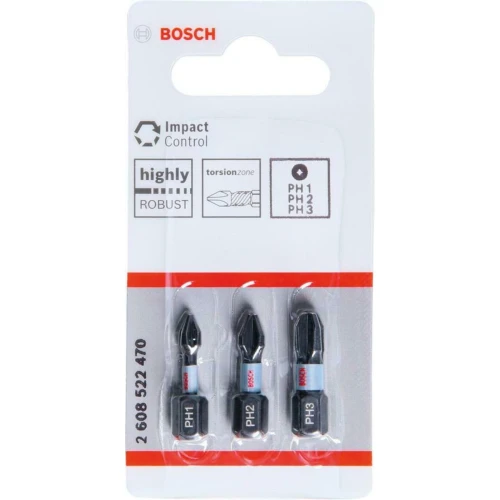 Набір біт Bosch Impact Control PH1/PH2/PH3 25 мм (3 шт.) (2608522470)