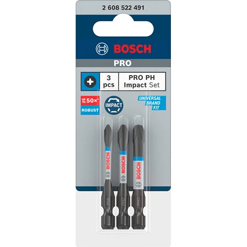 Набір ударних біт Bosch Impact Control PH1 - PH3 x 55 мм (3 шт.) (2608522491)