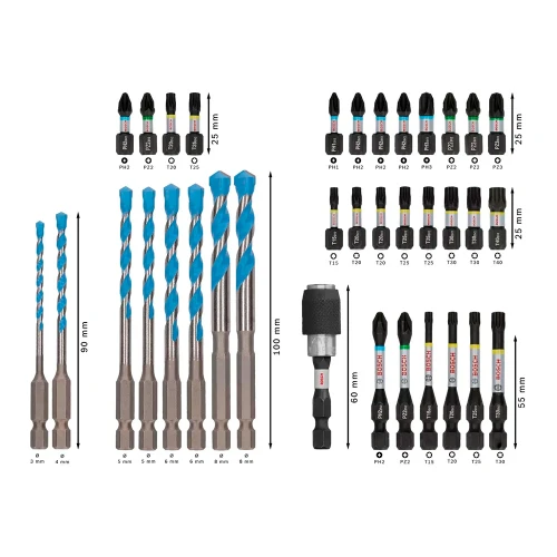 Смешанный набор сверл и ударных бит с держателем Bosch PRO Impact Mixed Set (35 шт.) (2608522518)