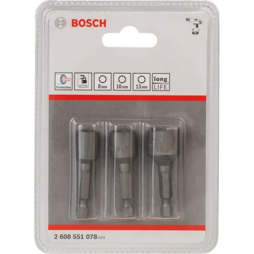 Набор торцевых магнитных головок для саморезов Bosch Extra Hard 8/10/13 x 50 мм (2608551078)