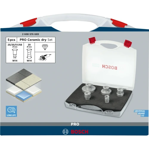 Набір алмазних коронок Bosch M14 PRO Ceramic Dry Speed Set (5 шт.) (2608576669)