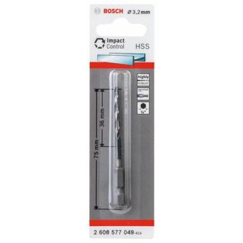 Сверло по металлу с шестигранным хвостовиком Bosch Impact Control HSS 3.2 мм (2608577049)