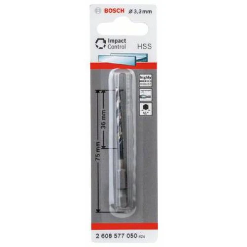 Сверло по металлу с шестигранным хвостовиком Bosch Impact Control HSS 3.3 мм (2608577050)