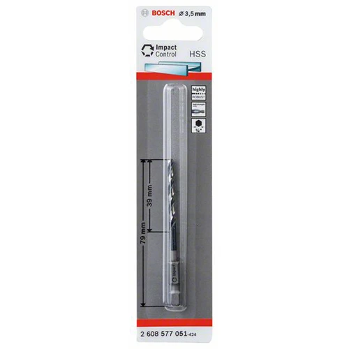 Сверло по металлу с шестигранным хвостовиком Bosch Impact Control HSS 3.5 мм (2608577051)