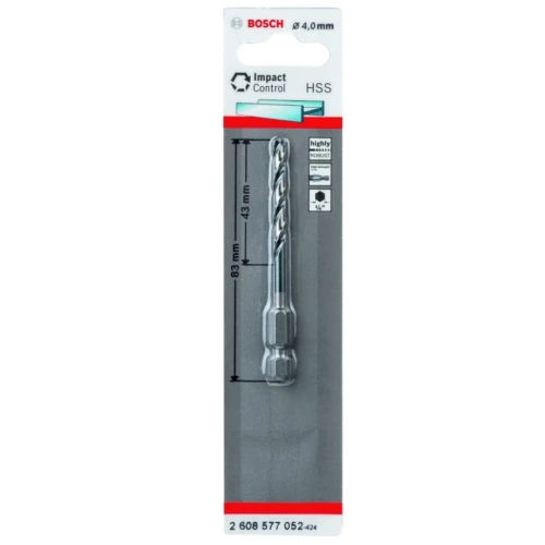Сверло по металлу с шестигранным хвостовиком Bosch Impact Control HSS 4.0 мм (2608577052)