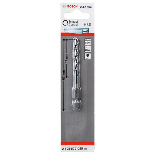 Сверло по металлу с шестигранным хвостовиком Bosch Impact Control HSS 4.5 мм (2608577055)