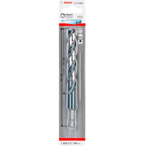 Сверло по металлу с шестигранным хвостовиком Bosch Impact Control HSS 12.0 мм (2608577065)