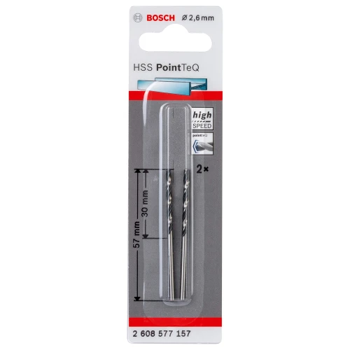 Сверло по металлу Bosch HSS PointTeQ 2.6 мм (2 шт.) (2608577157)