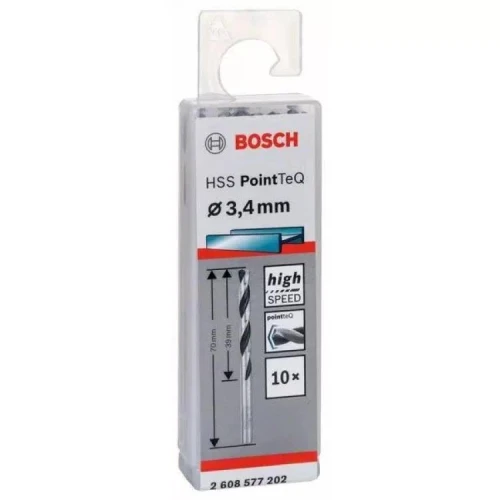 Сверло по металлу Bosch HSS PointTeQ 3.4 мм (10 шт.) (2608577202)