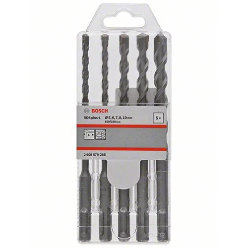 Набір бурів по бетону Bosch SDS-Plus-1 5/6/7/8/10x160 мм (5 шт.) (2608579285)