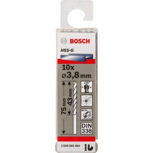 Свердло по металу з Bosch PRO Metal HSS-G 3.8x43x75 мм (10 шт.) (2608585484)