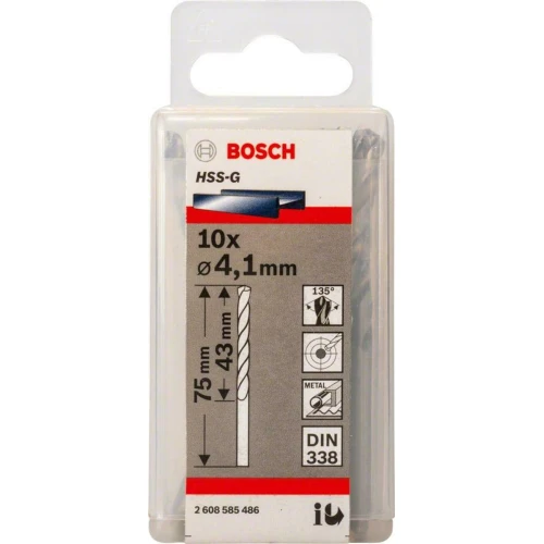 Сверло по металлу из Bosch PRO Metal HSS-G 4.1x43x75 мм (10 шт.) (2608585486)