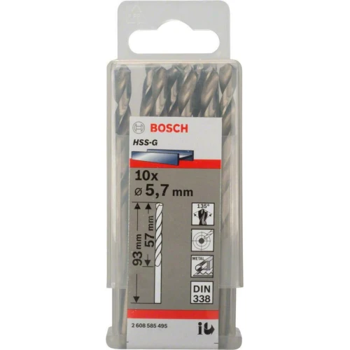 Сверло по металлу из Bosch PRO Metal HSS-G 5.7x57x93 мм (10 шт.) (2608585495)