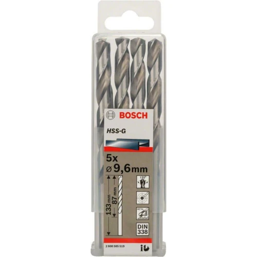 Сверло по металлу из Bosch PRO Metal HSS-G 9.6x87x133 мм (5 шт.) (2608585519)