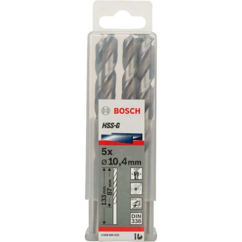 Сверло по металлу из Bosch PRO Metal HSS-G 10.4x87x133 мм (5 шт.) (2608585525)