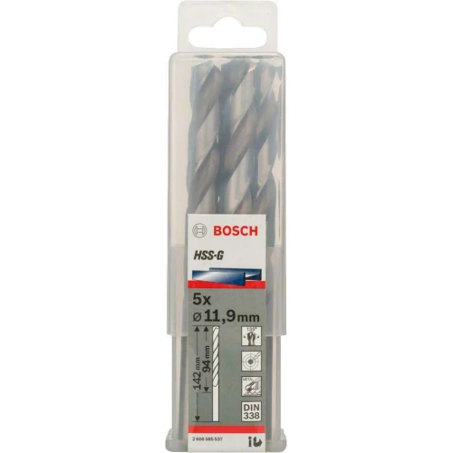 Сверло по металлу из Bosch PRO Metal HSS-G 11.9x101x151 мм (5 шт.) (2608585537)