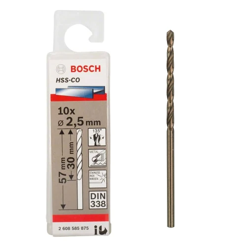 Сверло по металлу Bosch PRO Stainless Steel HSS-Co 2.5x57 мм (10 шт.) (2608585875)